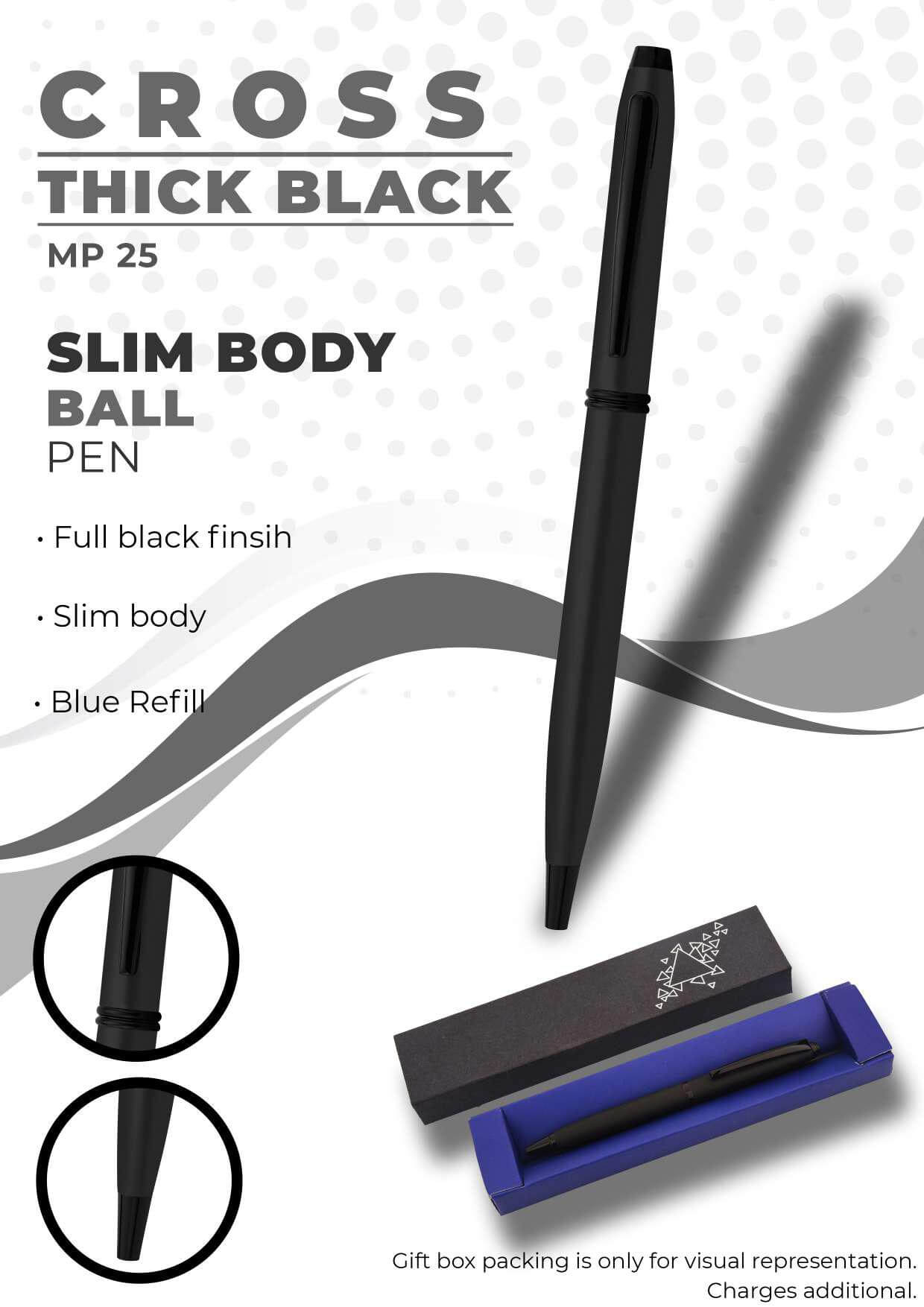 Slim Body Ball Pen Cross Thick Black
